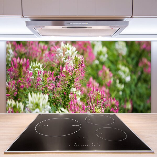 Panou sticla bucatarie Flori Floral Roz Alb Verde