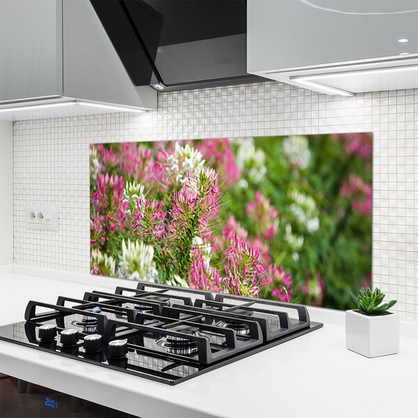Panou sticla bucatarie Flori Floral Roz Alb Verde