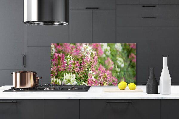 Panou sticla bucatarie Flori Floral Roz Alb Verde