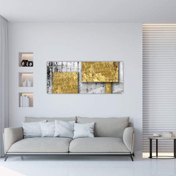 Tablou - Pătrate de aur N⁰3 (120x50 cm)