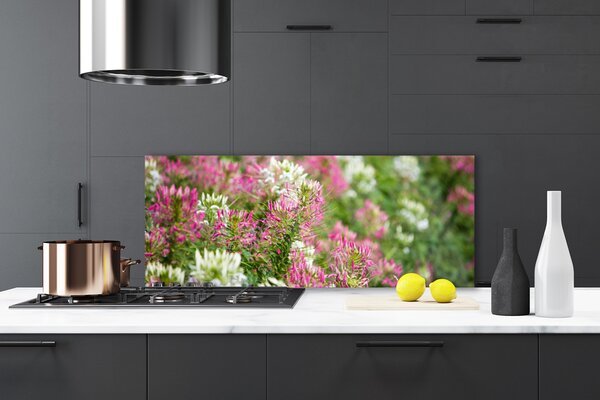 Panou sticla bucatarie Flori Floral Roz Alb Verde