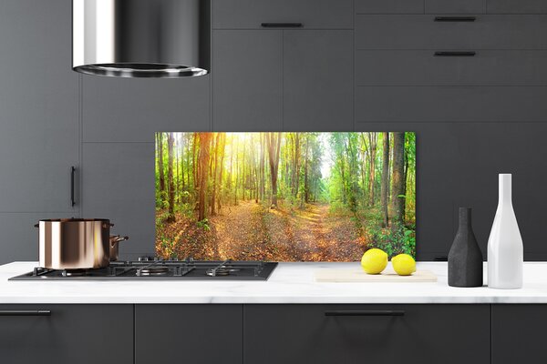 Panou sticla bucatarie Natural Pădurea Verde Maro