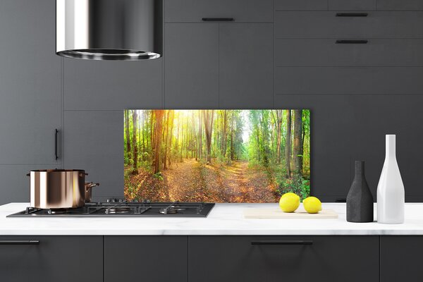 Panou sticla bucatarie Natural Pădurea Verde Maro