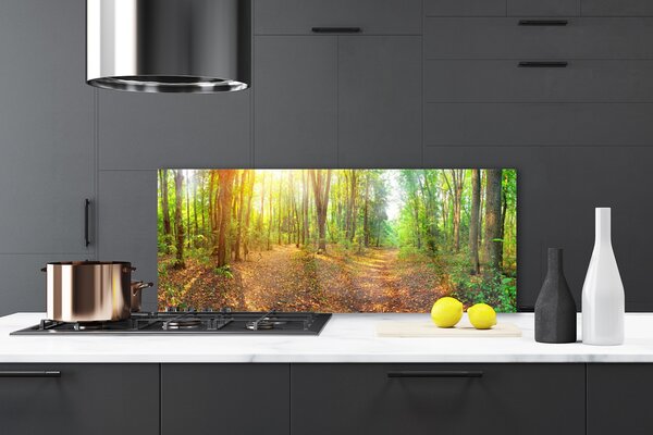 Panou sticla bucatarie Natural Pădurea Verde Maro