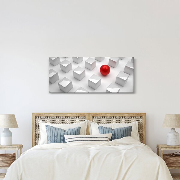 Tablou cu abstracție - cub cu bilă (120x50 cm)