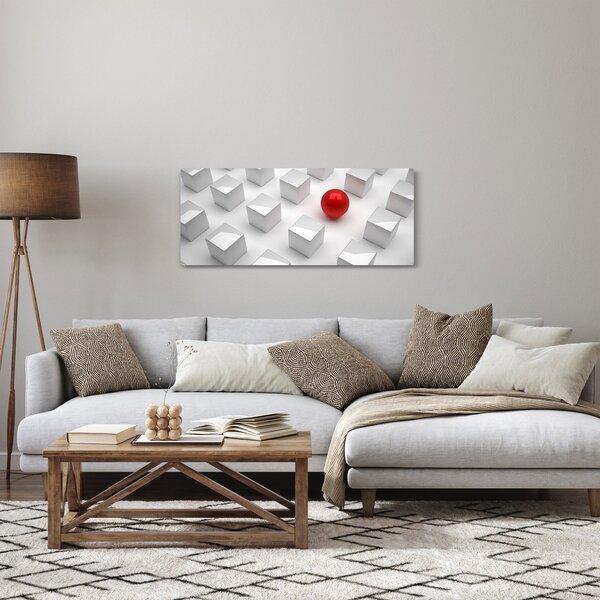 Tablou cu abstracție - cub cu bilă (120x50 cm)