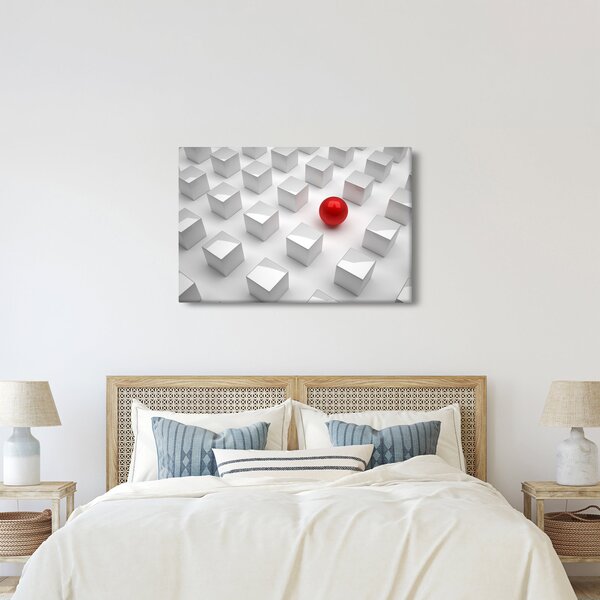 Tablou cu abstracție - cub cu bilă (90x60 cm)