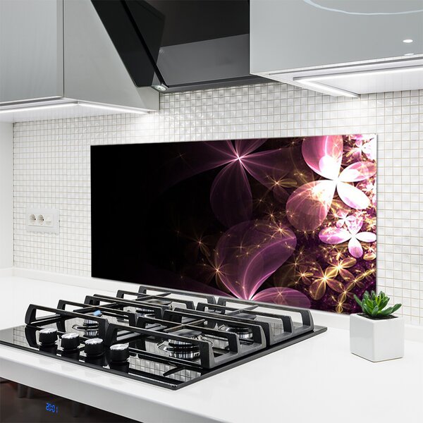 Panou sticla bucatarie Abstract Art Negru Roz Aur