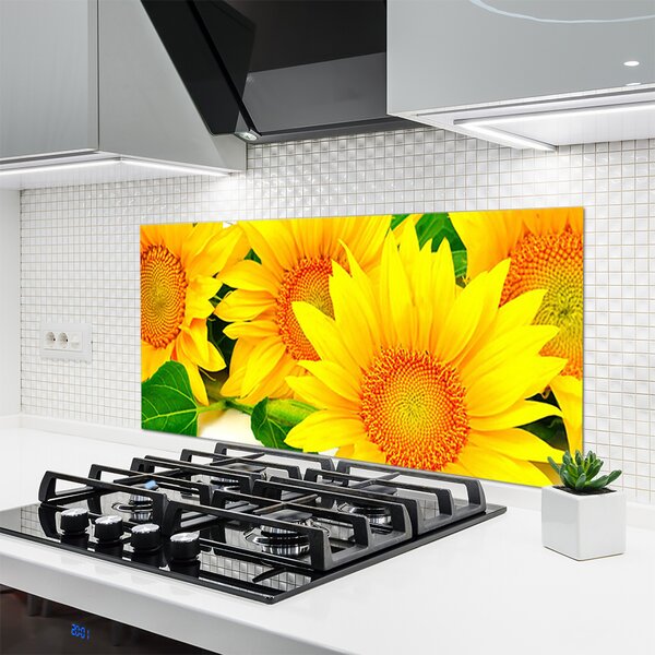 Panou sticla bucatarie Floarea soarelui Floral Galben
