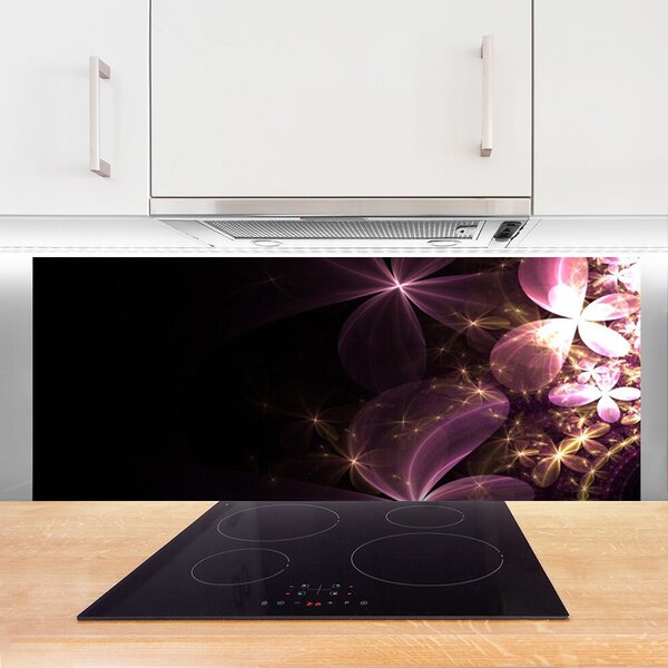Panou sticla bucatarie Abstract Art Negru Roz Aur