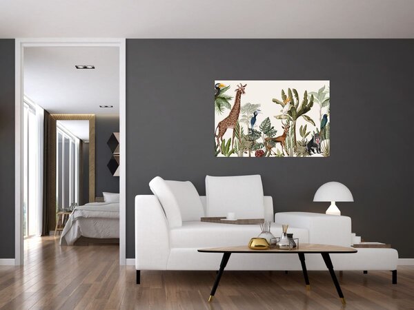 Tablou - Jungla plină de animale (90x60 cm)