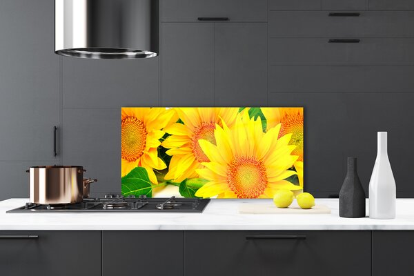 Panou sticla bucatarie Floarea soarelui Floral Galben