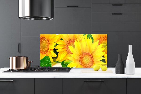 Panou sticla bucatarie Floarea soarelui Floral Galben