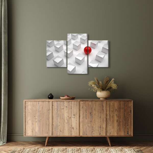 Tablou cu abstracție - cub cu bilă (90x60 cm)