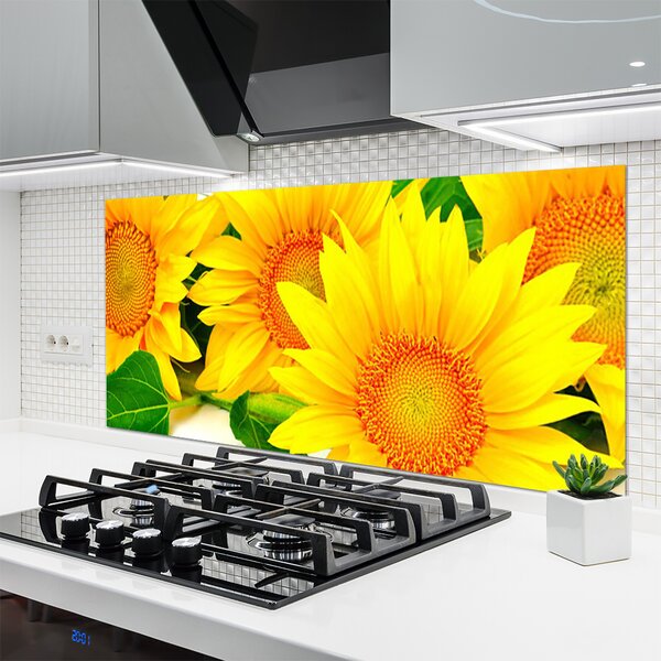Panou sticla bucatarie Floarea soarelui Floral Galben