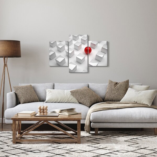 Tablou cu abstracție - cub cu bilă (90x60 cm)