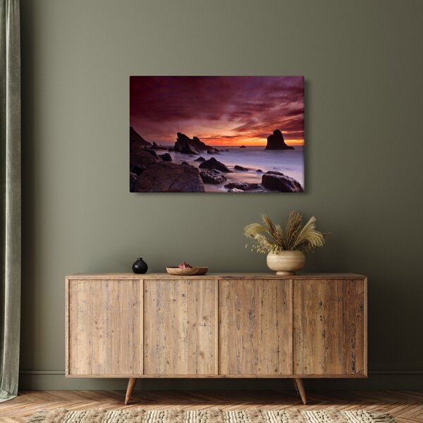 Tablou cu apus de soare pe mal (90x60 cm)