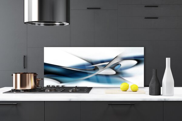 Panou sticla bucatarie Abstract Art Gri Albastru Alb