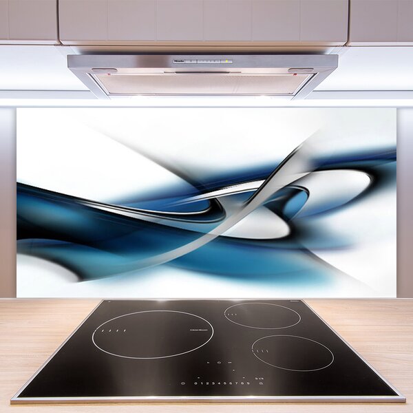 Panou sticla bucatarie Abstract Art Gri Albastru Alb