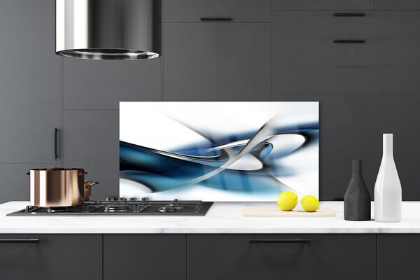 Panou sticla bucatarie Abstract Art Gri Albastru Alb