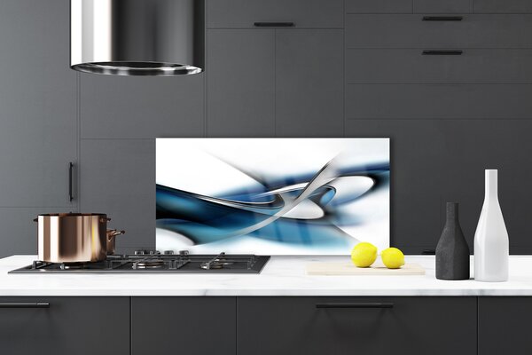 Panou sticla bucatarie Abstract Art Gri Albastru Alb