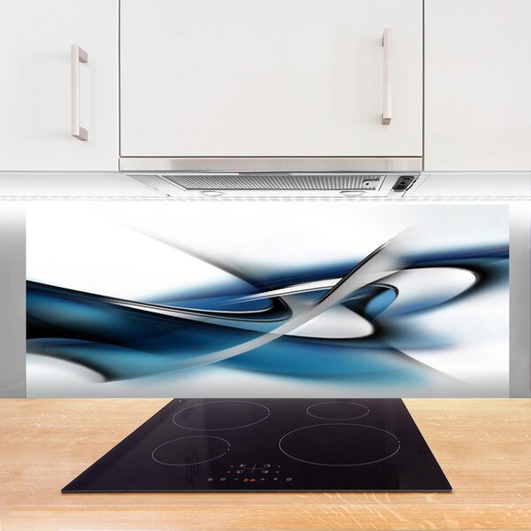 Panou sticla bucatarie Abstract Art Gri Albastru Alb