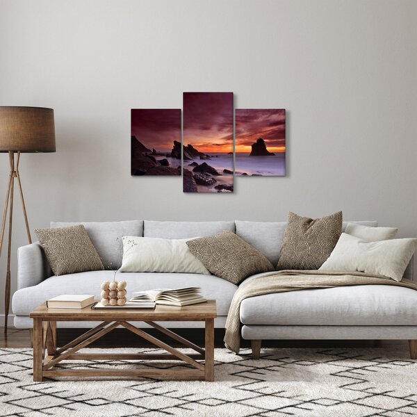 Tablou cu apus de soare pe mal (90x60 cm)