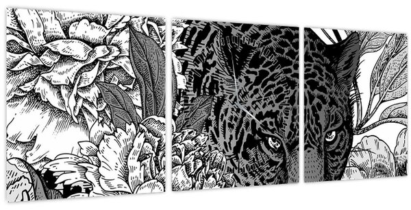 Tablou - Grădină exotică (cu ceas) (90x30 cm)