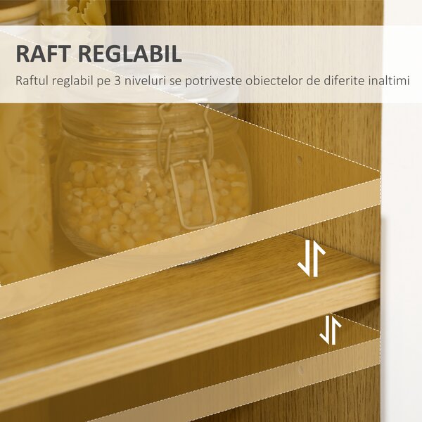 HOMCOM Dulap Multifuncțional pentru Cuptor cu Microunde, PAL, Raft Deschis, 2 Dulapuri, Sertar, 90x40x98.5cm, Alb și Lemn | Aosom Romania