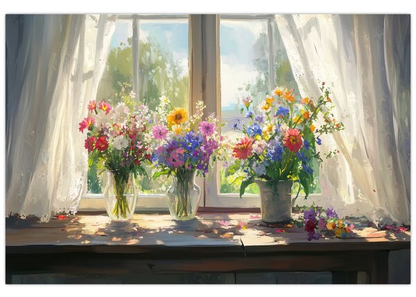 Tablou - Buchet la fereastră (90x60 cm)