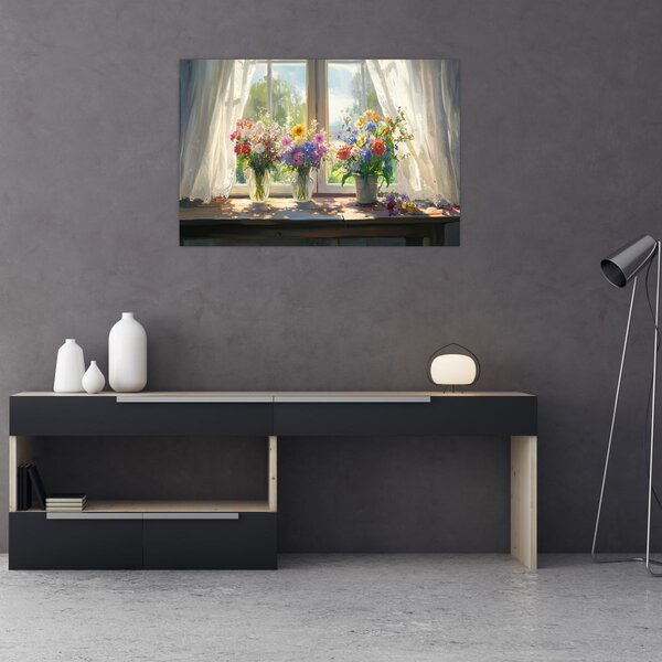 Tablou - Buchet la fereastră (90x60 cm)