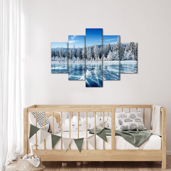 Tablou cu lacul înghețat și copacii înzăpeziți (150x105 cm)