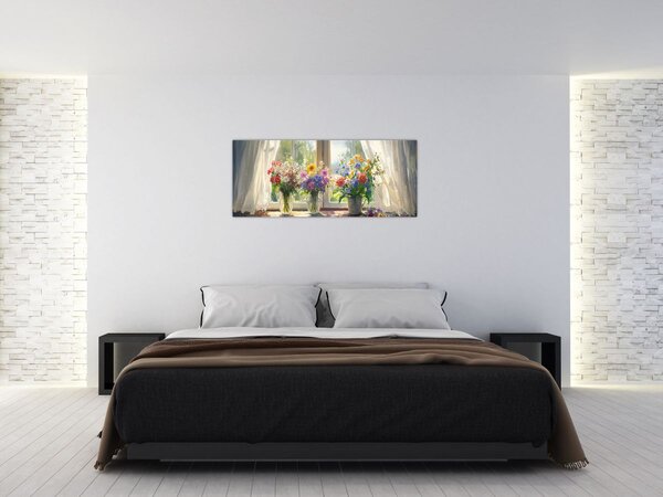 Tablou - Buchet la fereastră (120x50 cm)