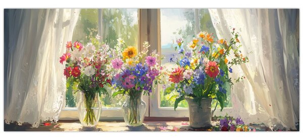 Tablou - Buchet la fereastră (120x50 cm)