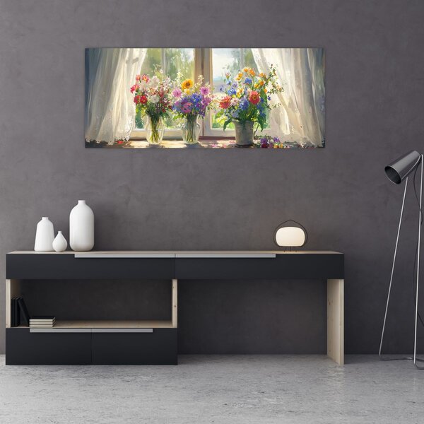 Tablou - Buchet la fereastră (120x50 cm)