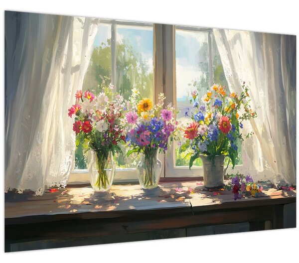 Tablou - Buchet la fereastră (90x60 cm)