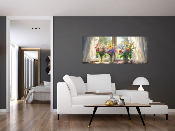 Tablou - Buchet la fereastră (120x50 cm)