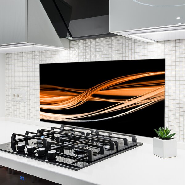 Panou sticla bucatarie Abstract Art Galben Negru