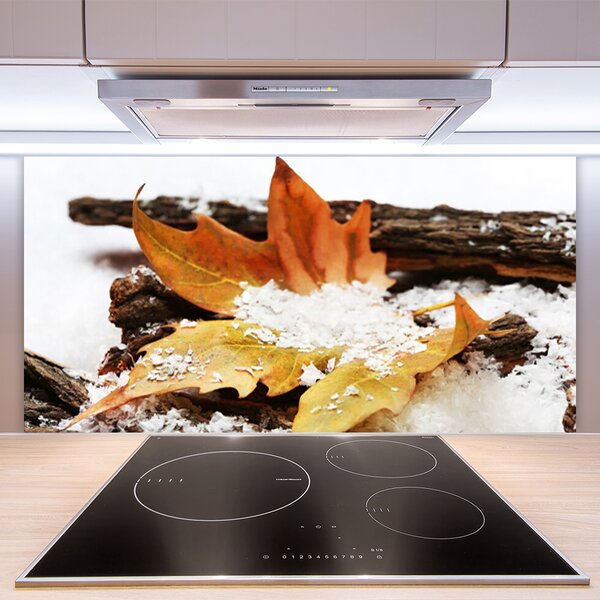 Panou sticla bucatarie Leaf Floral Brown