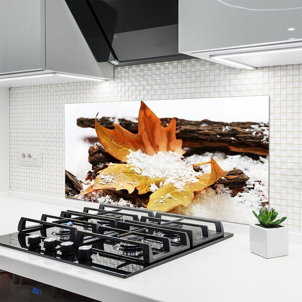 Panou sticla bucatarie Leaf Floral Brown