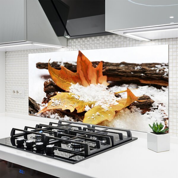 Panou sticla bucatarie Leaf Floral Brown