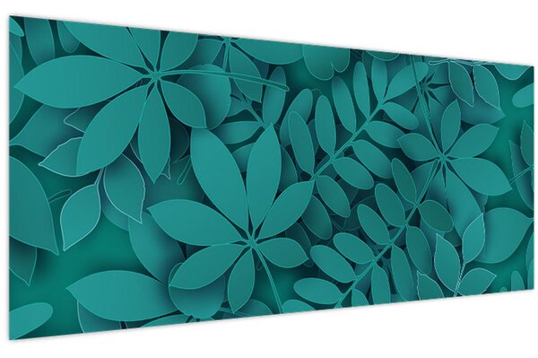 Tablou - Frunze turcoaz (120x50 cm)