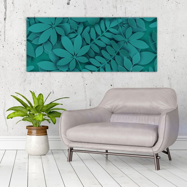 Tablou - Frunze turcoaz (120x50 cm)