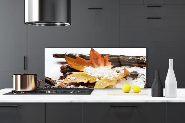 Panou sticla bucatarie Leaf Floral Brown