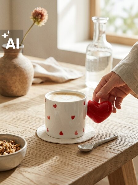 Sinsay - Cană cu mâner în formă de inimioară - roșu