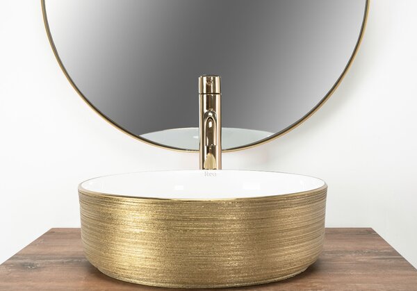 Lavoar pentru blat Rea Sami White Brush Gold