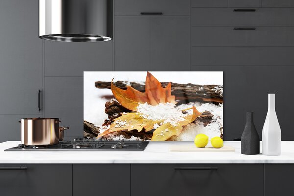 Panou sticla bucatarie Leaf Floral Brown