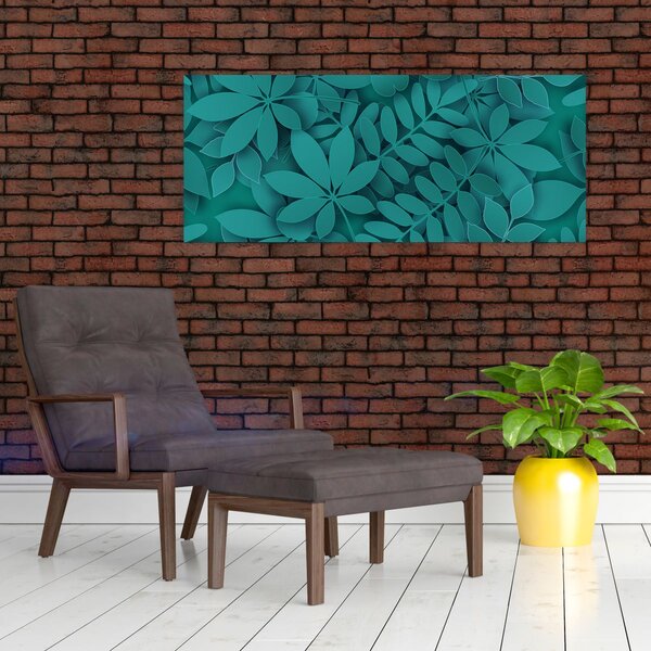 Tablou - Frunze turcoaz (120x50 cm)