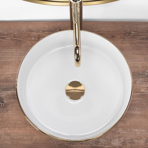 Lavoar pentru blat Rea Sami White Brush Gold