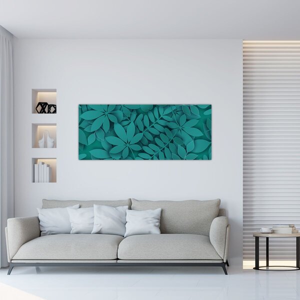 Tablou - Frunze turcoaz (120x50 cm)